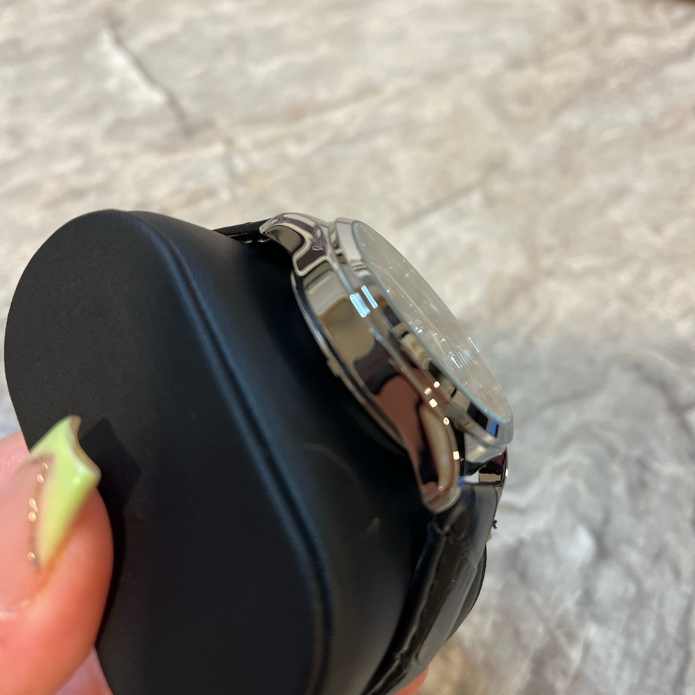 Olevs Automatic Skeleton Watch Black Leather Strap - image 3